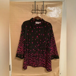 JOANN-PLUS~BLOUSE~BLACK/PINK~NWOT~2X
